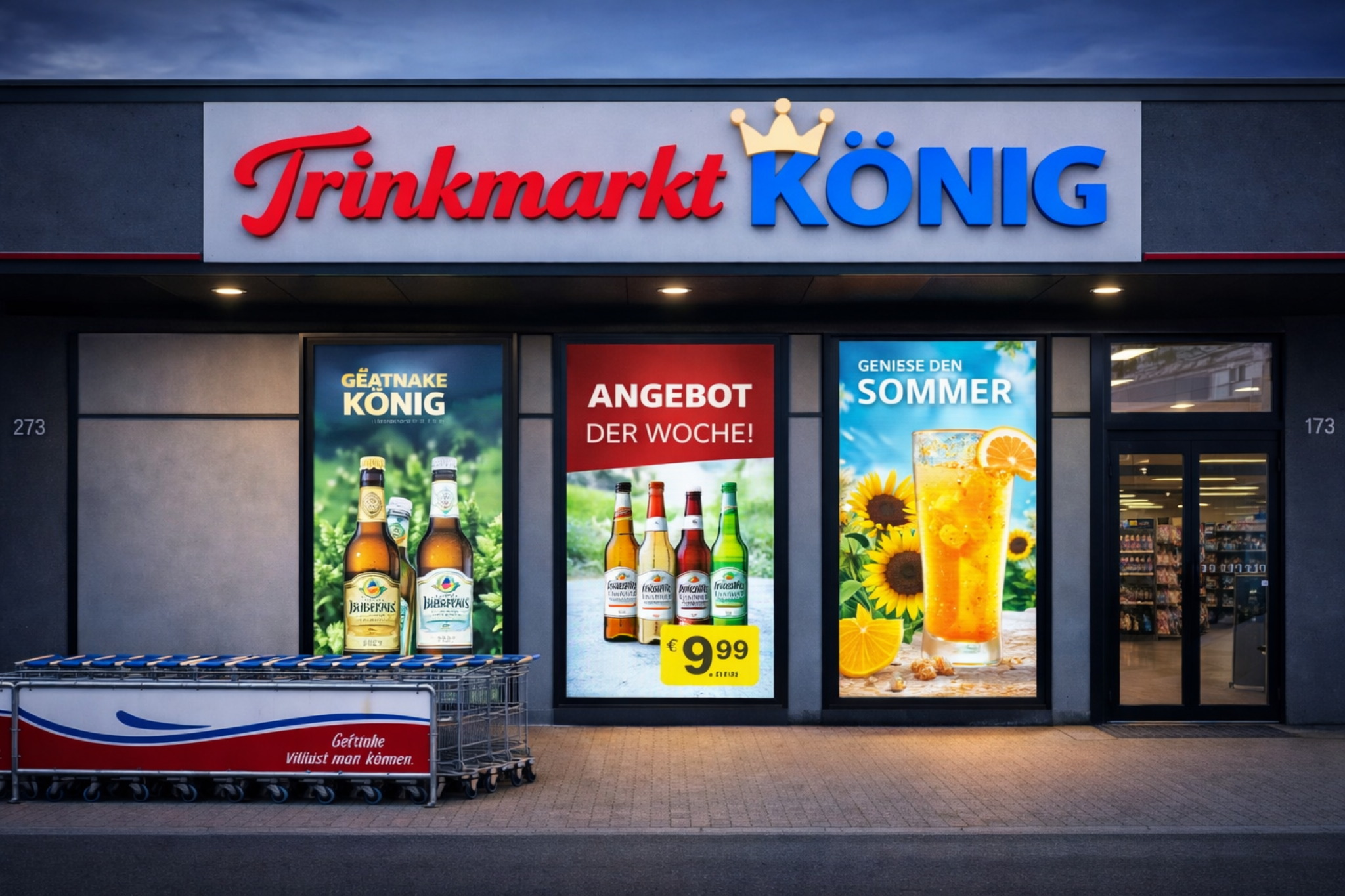 Interior of a beverage retailer with digital display