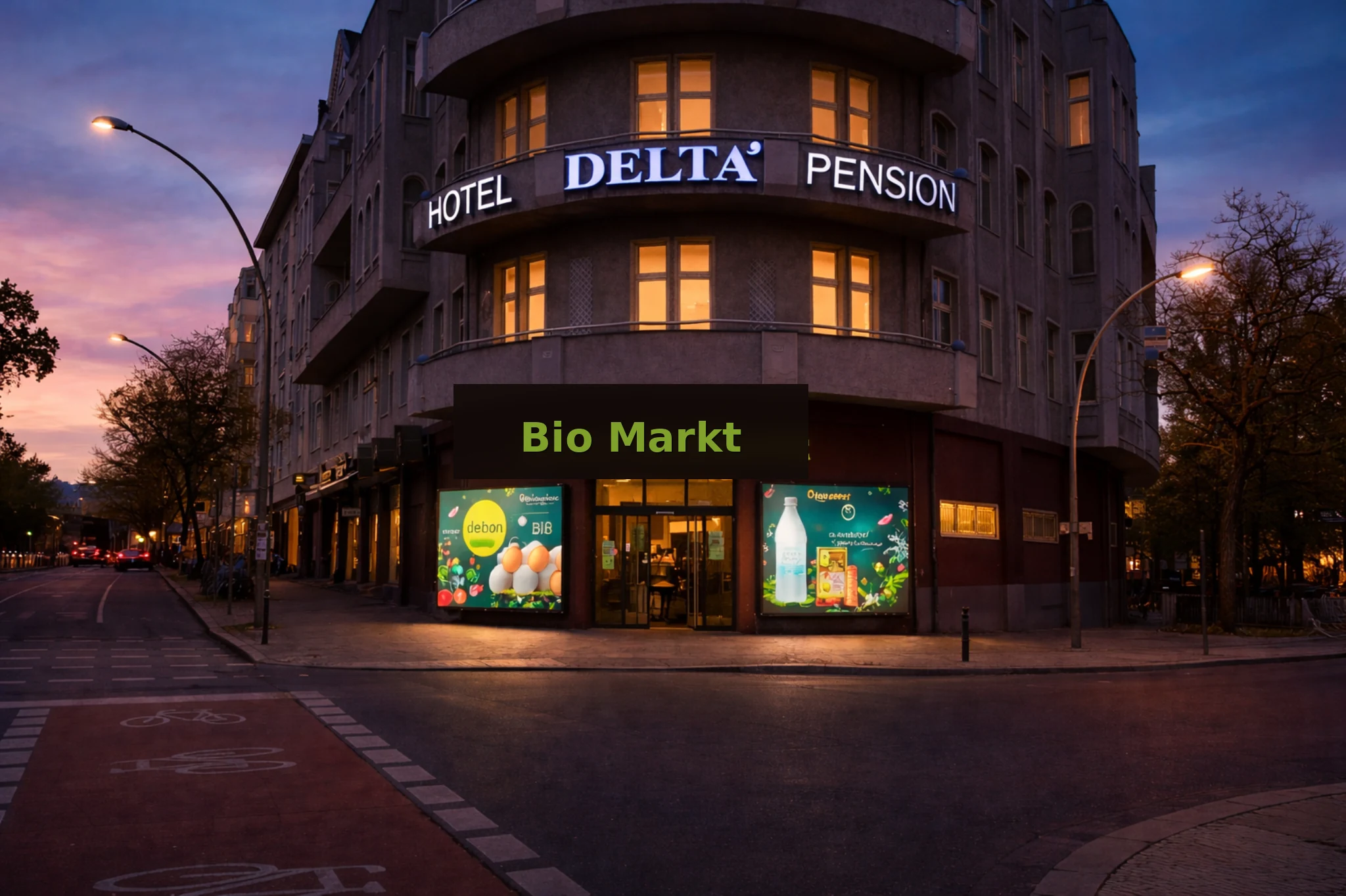 Organic supermarket with digital storefront surfaces