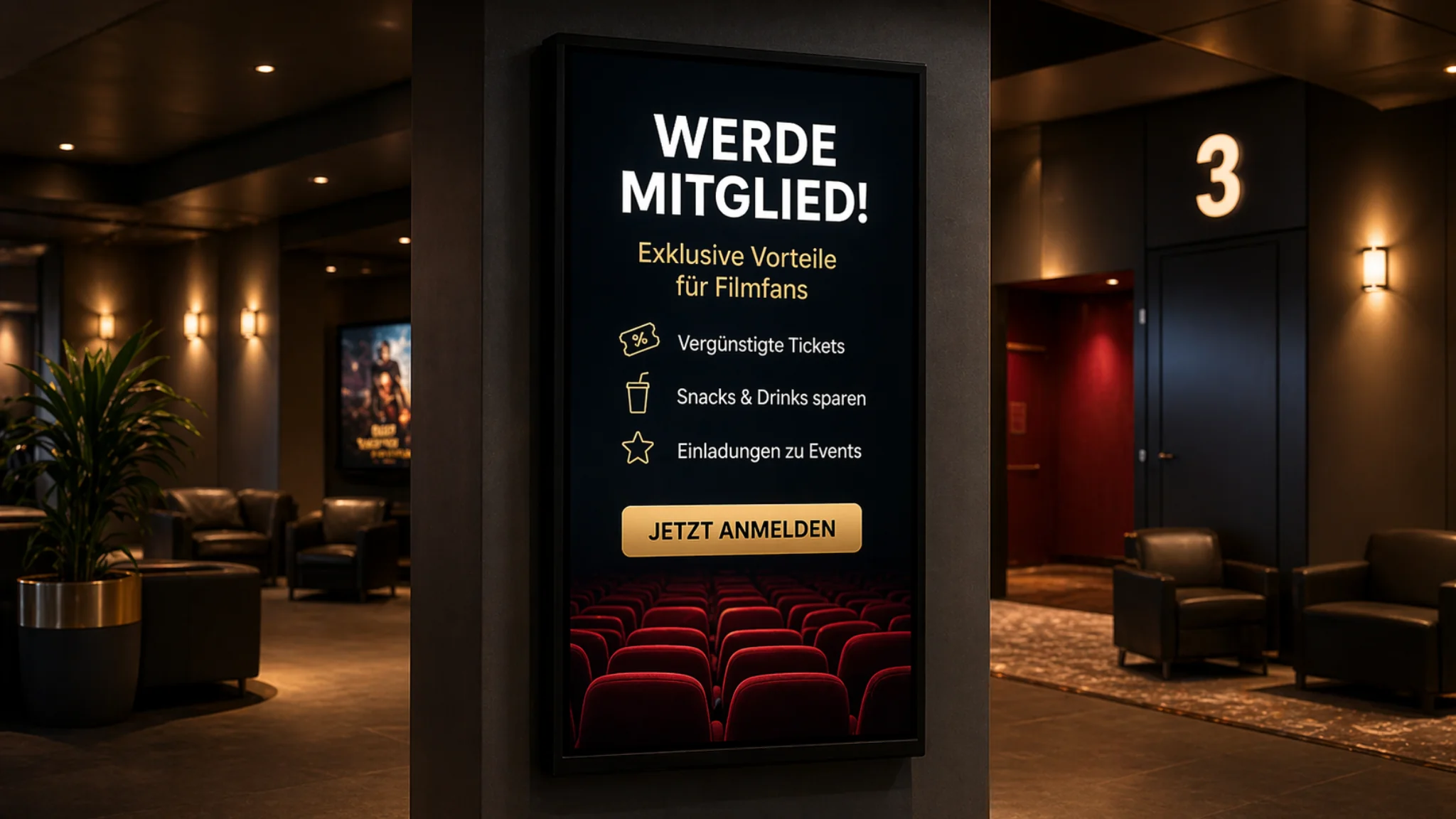 Membership promotion in a cinema foyer