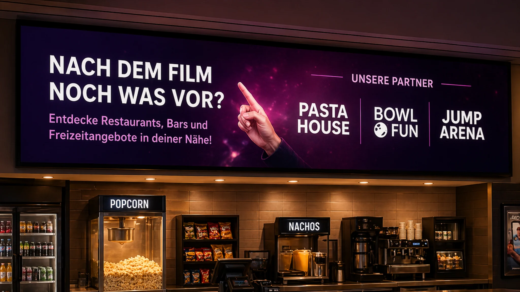 Partner and leisure promotion in a cinema concession area
