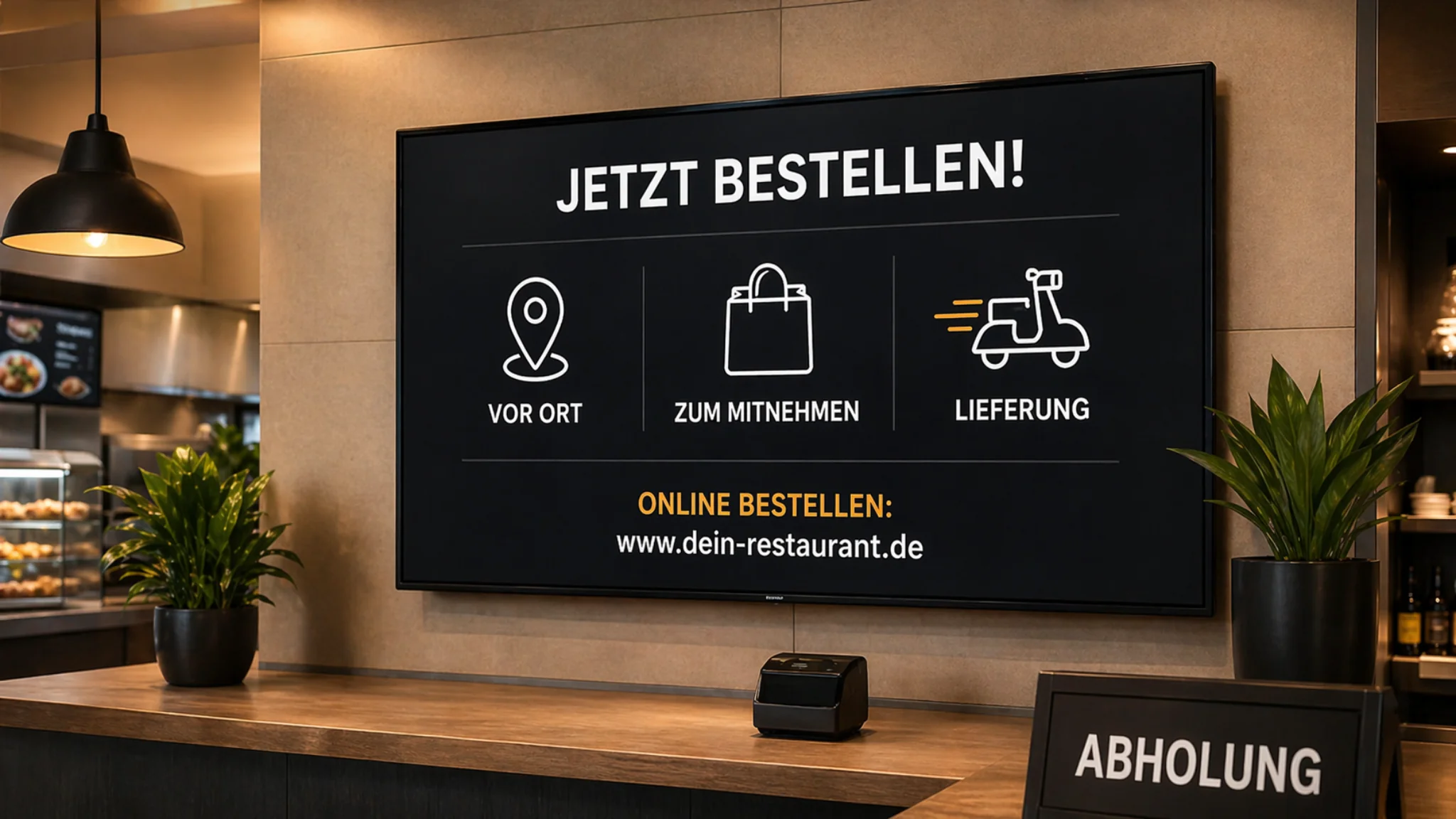 Digital ordering prompt for dine-in, takeaway and delivery