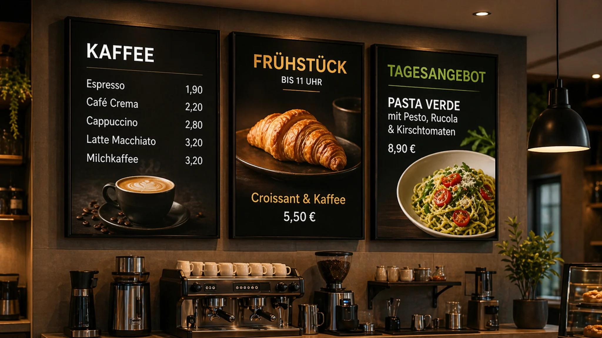 Digital menu and offer communication in a café
